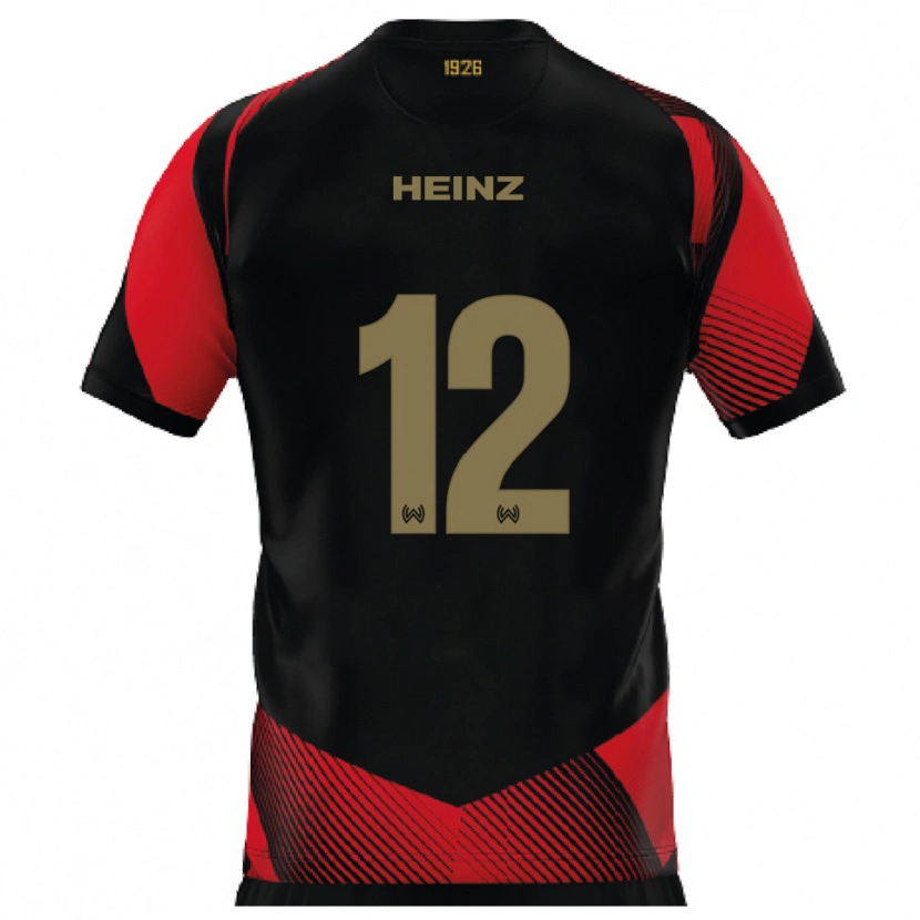 Danxen Heren Lewin Heinz #12 Zwart Rood Thuisshirt Thuistenue 2025/26 T-Shirt België