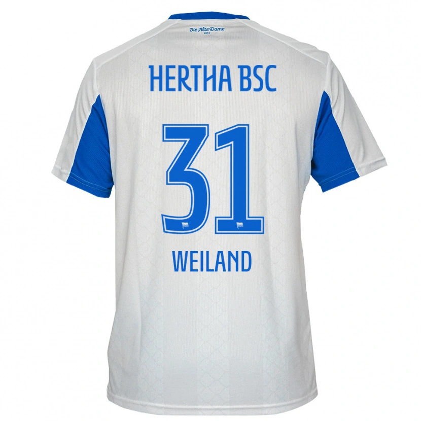 Danxen Heren Sebastian Weiland #31 Wit Blauw Uitshirt Uittenue 2025/26 T-Shirt België