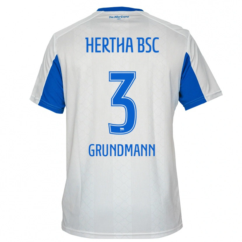 Danxen Heren Leon Grundmann #3 Wit Blauw Uitshirt Uittenue 2025/26 T-Shirt België
