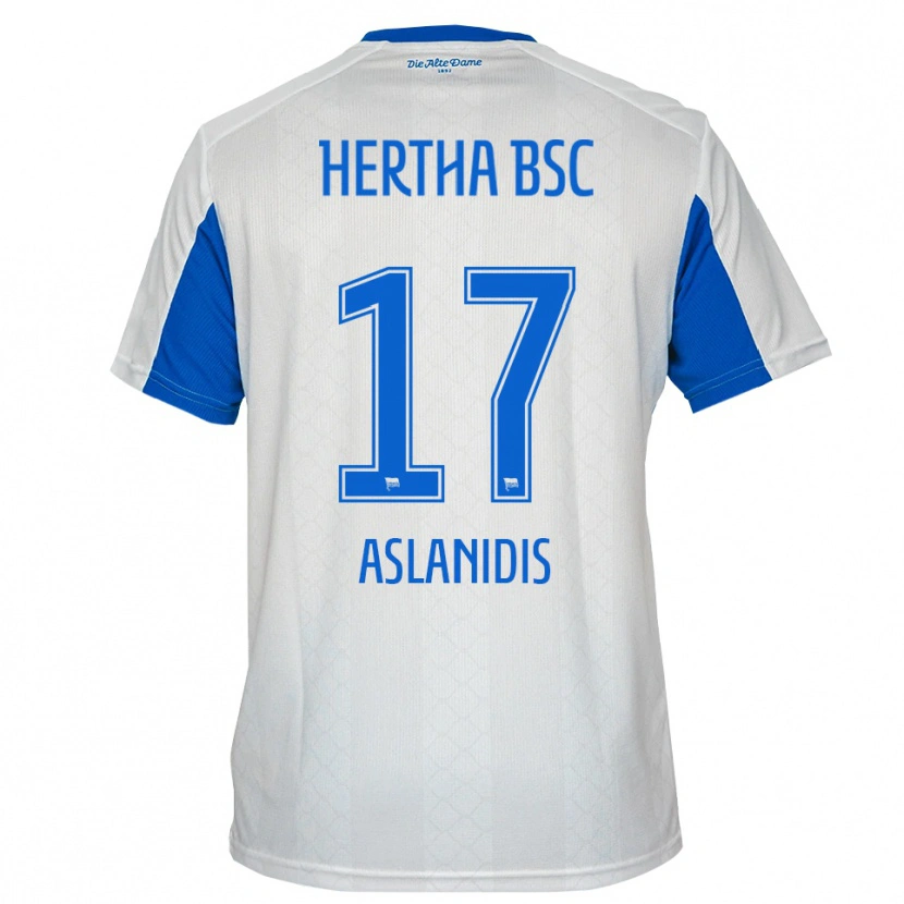 Danxen Heren Elijas Aslanidis #17 Wit Blauw Uitshirt Uittenue 2025/26 T-Shirt België
