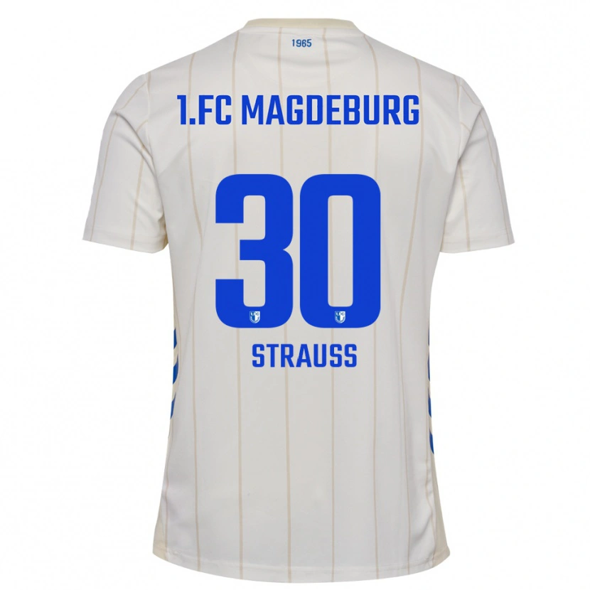 Danxen Heren Emil Strauß #30 Wit Blauw Uitshirt Uittenue 2025/26 T-Shirt België