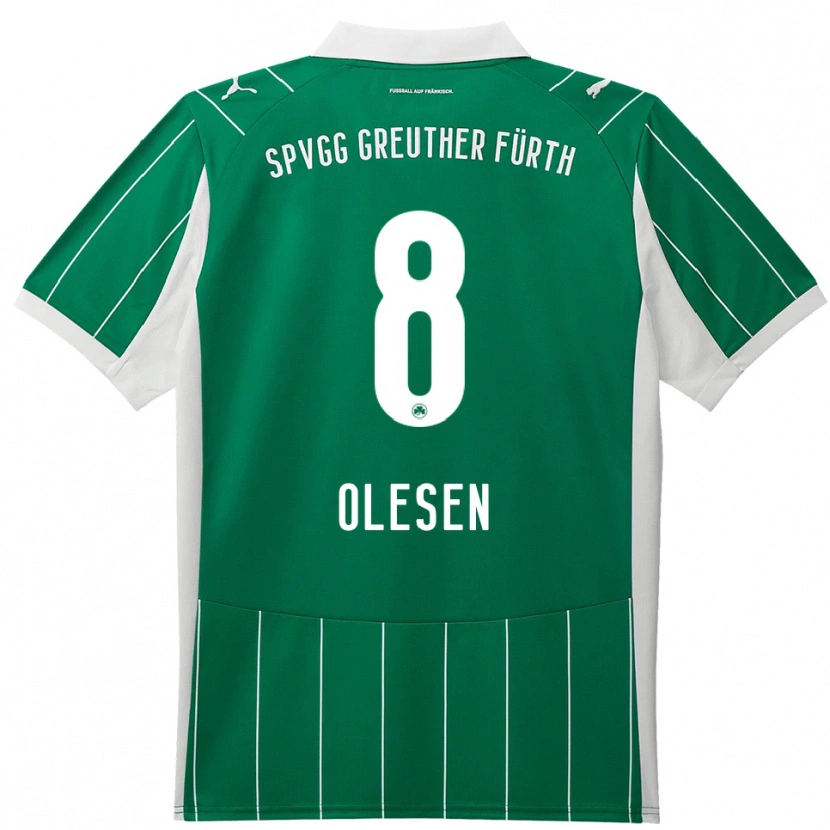 Danxen Heren Mathias Olesen #8 Groen Wit Uitshirt Uittenue 2025/26 T-Shirt België