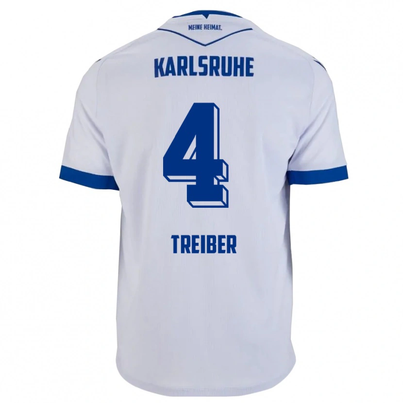 Danxen Heren Jannik Treiber #4 Wit Blauw Uitshirt Uittenue 2025/26 T-Shirt België