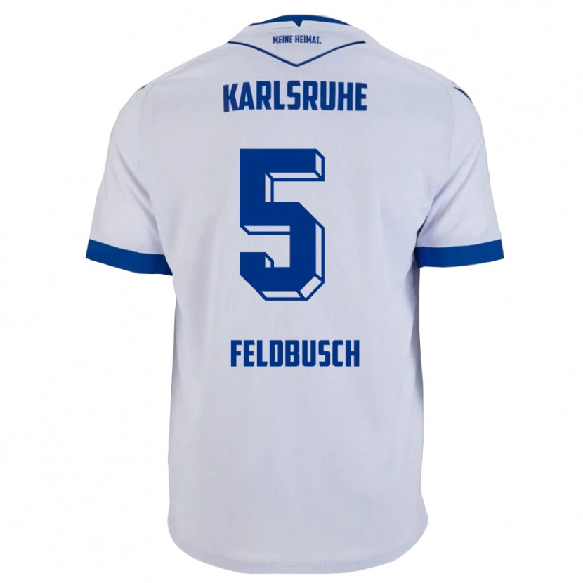 Danxen Heren Jonas Feldbusch #5 Wit Blauw Uitshirt Uittenue 2025/26 T-Shirt België