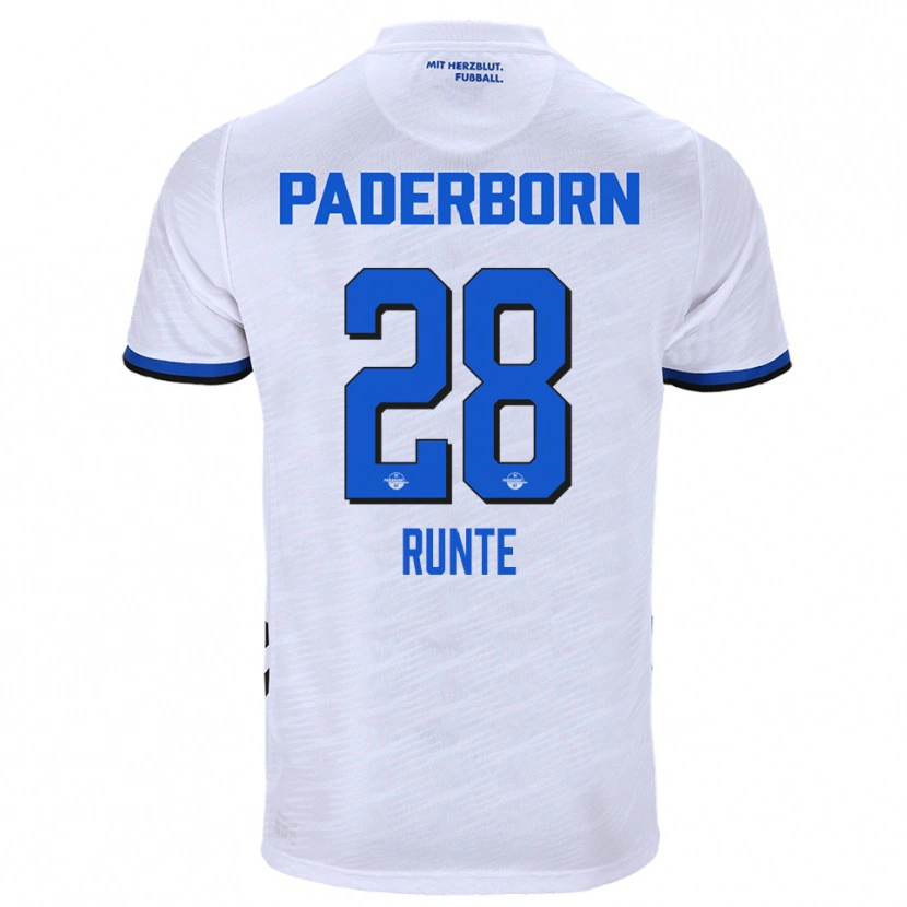Danxen Heren Mick-Jonas Runte #28 Wit Blauw Uitshirt Uittenue 2025/26 T-Shirt België