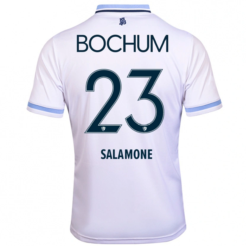 Danxen Heren Elia-Giona Salamone #23 Wit Hemelsblauw Uitshirt Uittenue 2025/26 T-Shirt België
