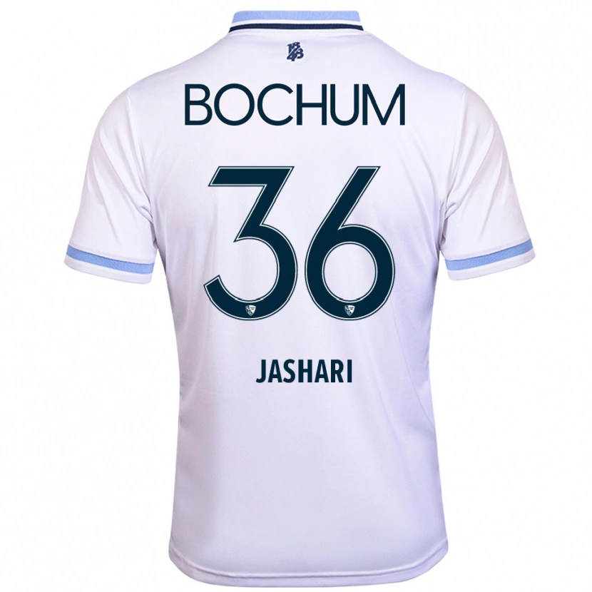 Danxen Heren Lirim Jashari #36 Wit Hemelsblauw Uitshirt Uittenue 2025/26 T-Shirt België