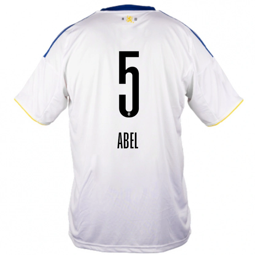 Danxen Heren Andris Abel #5 Wit Blauw Geel Uitshirt Uittenue 2025/26 T-Shirt België