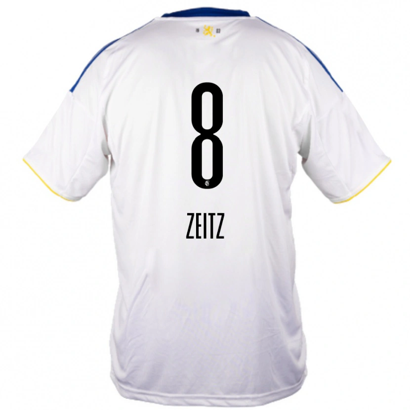 Danxen Heren Manuel Zeitz #8 Wit Blauw Geel Uitshirt Uittenue 2025/26 T-Shirt België