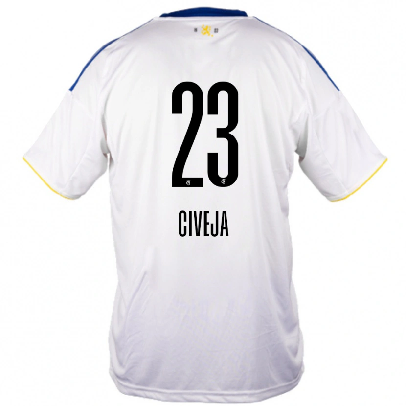 Danxen Heren Tim Civeja #23 Wit Blauw Geel Uitshirt Uittenue 2025/26 T-Shirt België