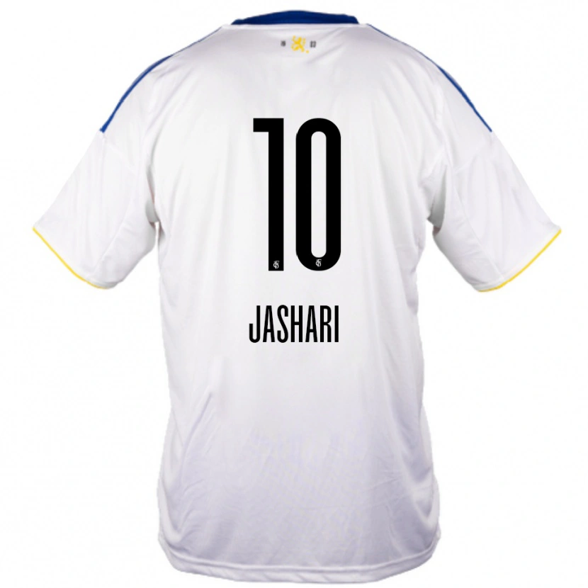 Danxen Heren Ram Jashari #10 Wit Blauw Geel Uitshirt Uittenue 2025/26 T-Shirt België