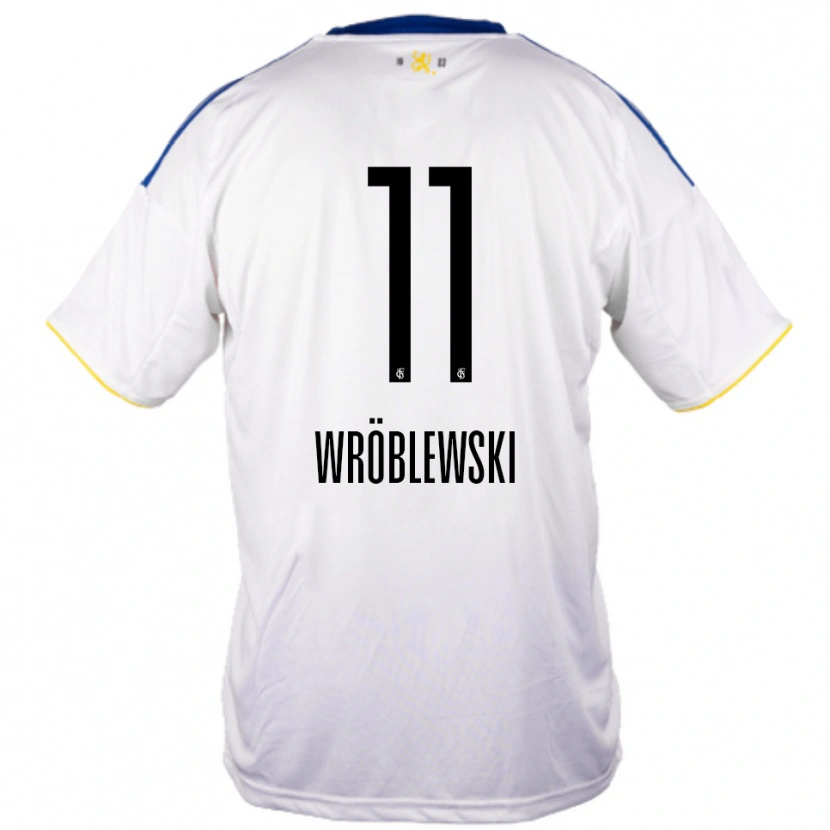 Danxen Heren Lukas Wröblewski #11 Wit Blauw Geel Uitshirt Uittenue 2025/26 T-Shirt België