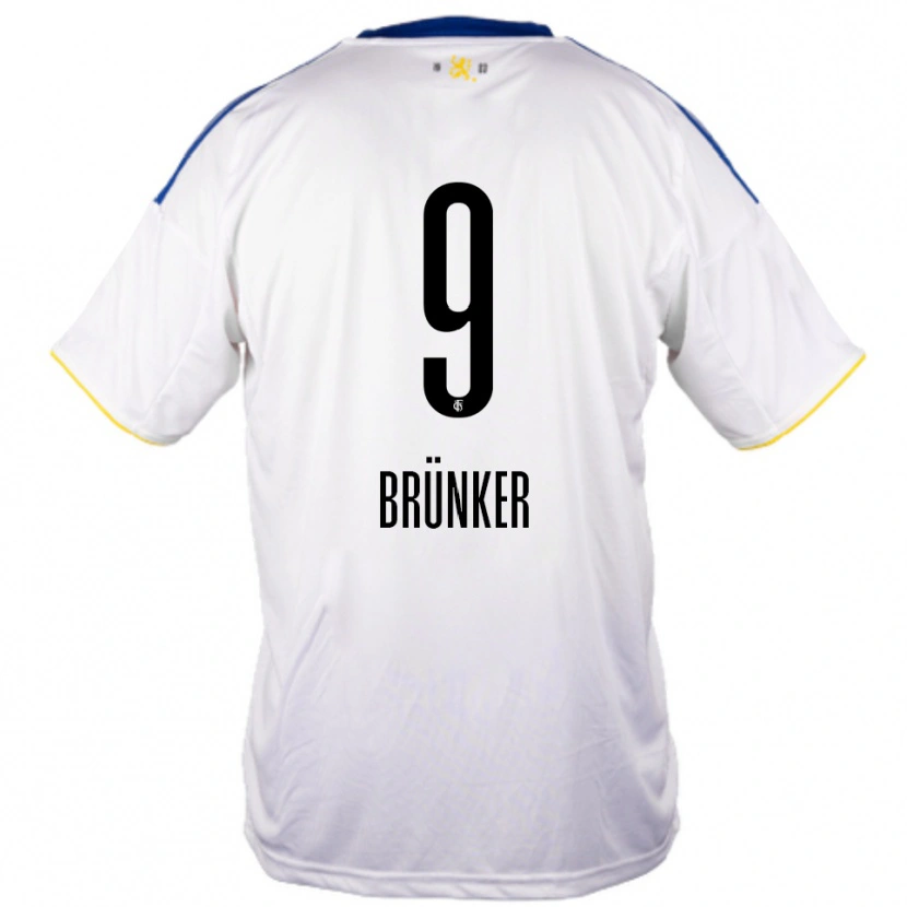 Danxen Heren Kai Brünker #9 Wit Blauw Geel Uitshirt Uittenue 2025/26 T-Shirt België