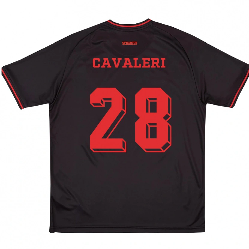 Danxen Heren Salvatore Cavaleri #28 Zwart Rood Wit Uitshirt Uittenue 2025/26 T-Shirt België