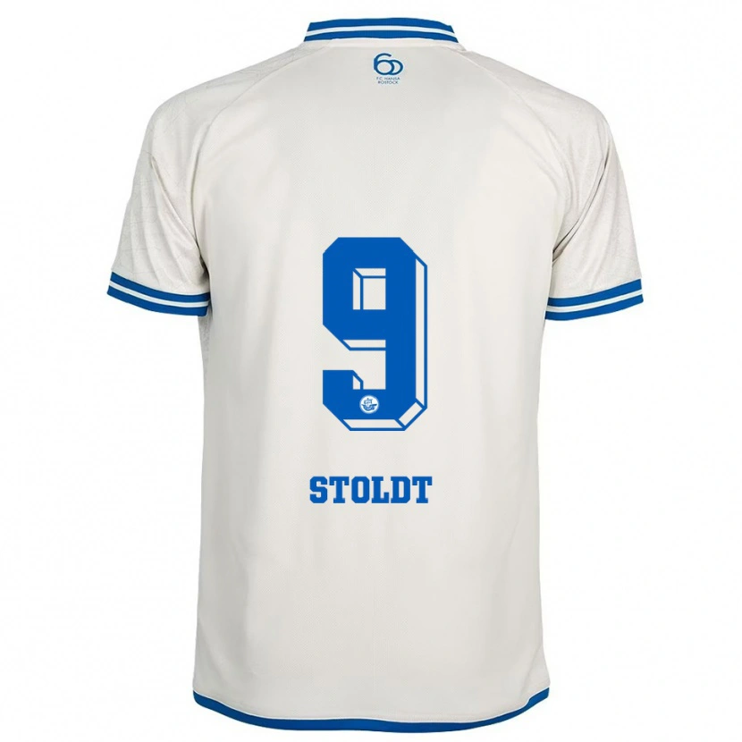 Danxen Heren Luca Stoldt #9 Wit Blauw Uitshirt Uittenue 2025/26 T-Shirt België