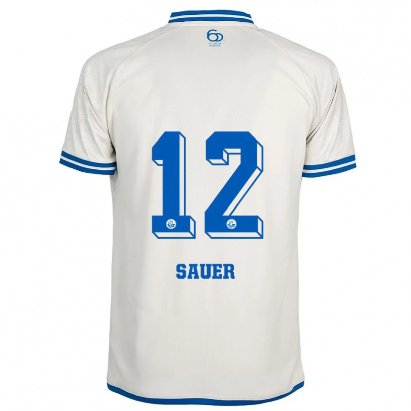 Danxen Heren John-Lukas Sauer #12 Wit Blauw Uitshirt Uittenue 2025/26 T-Shirt België