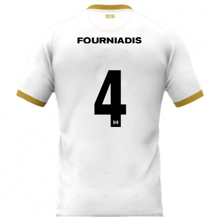 Danxen Heren Linos Fourniadis #4 Wit Goud Uitshirt Uittenue 2025/26 T-Shirt België