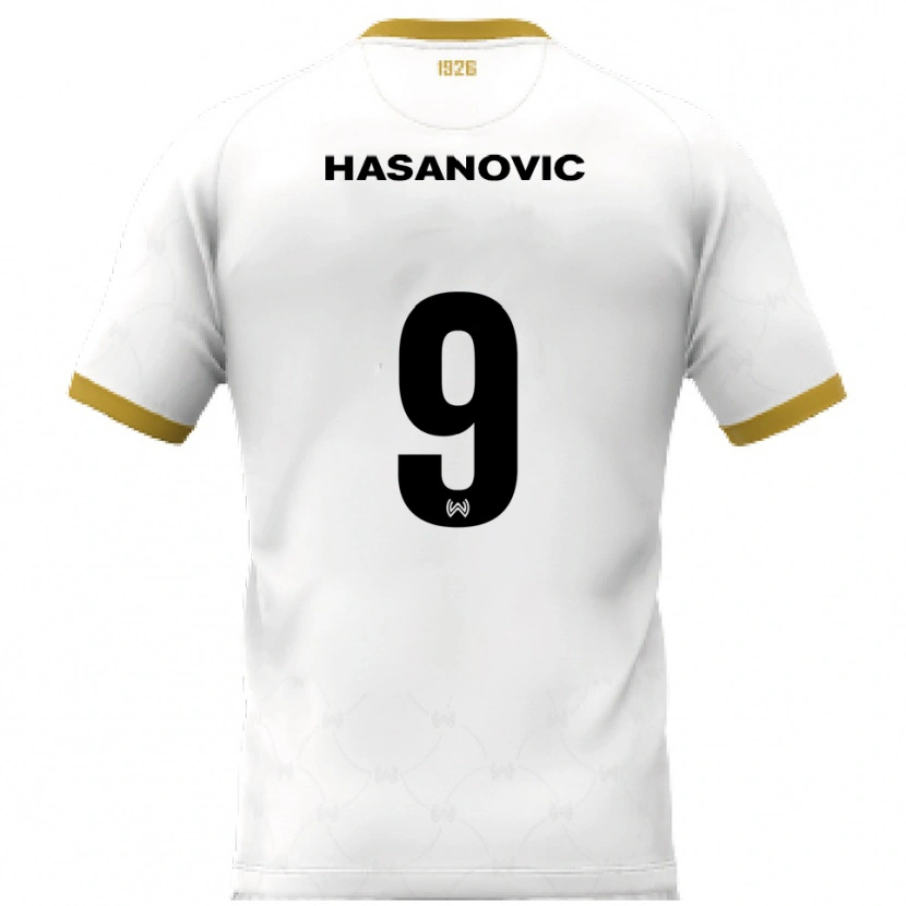 Danxen Heren Karim Hasanovic #9 Wit Goud Uitshirt Uittenue 2025/26 T-Shirt België
