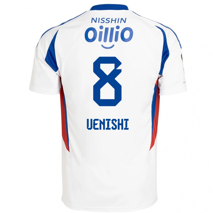 Danxen Kinderen Haruki Uenishi #8 Wit Koningsblauw Uitshirt Uittenue 2025/26 T-Shirt België