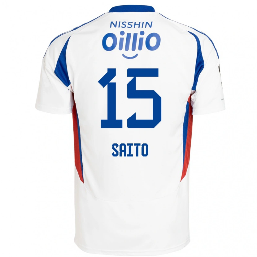 Danxen Kinderen Haru Saito #15 Wit Koningsblauw Uitshirt Uittenue 2025/26 T-Shirt België