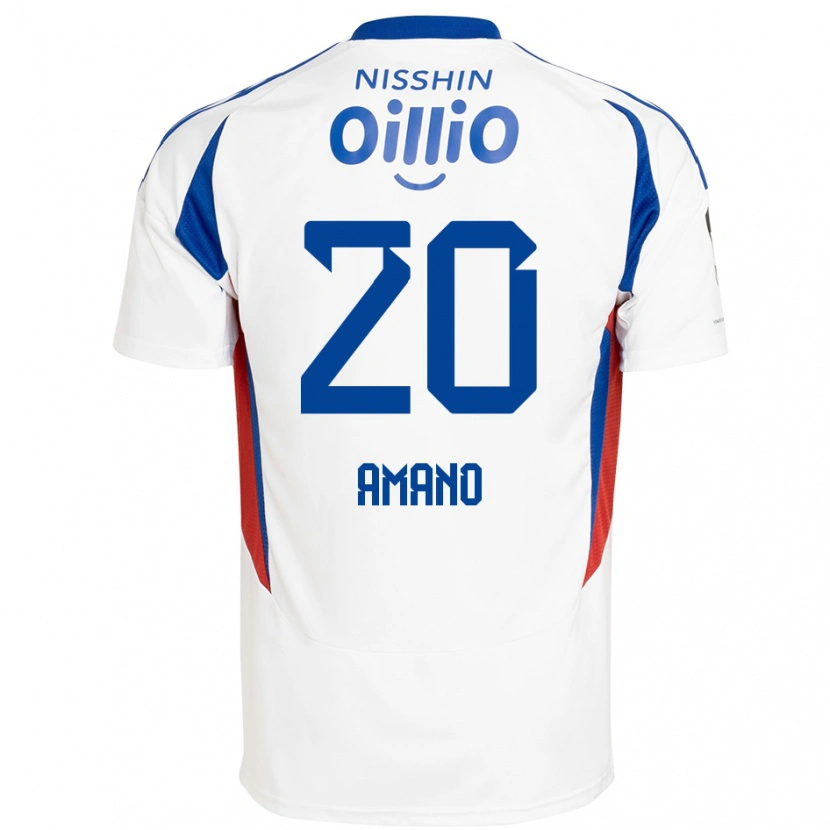 Danxen Kinderen Jun Amano #20 Wit Koningsblauw Uitshirt Uittenue 2025/26 T-Shirt België