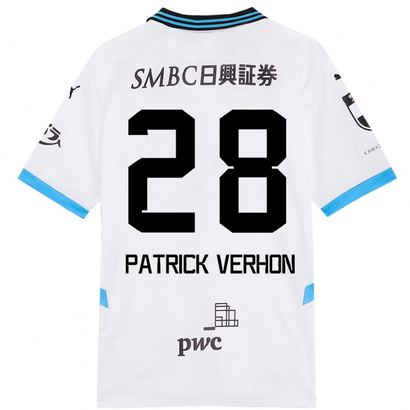 Danxen Kinderen Patrick Verhon #28 Wit Hemelsblauw Uitshirt Uittenue 2025/26 T-Shirt België