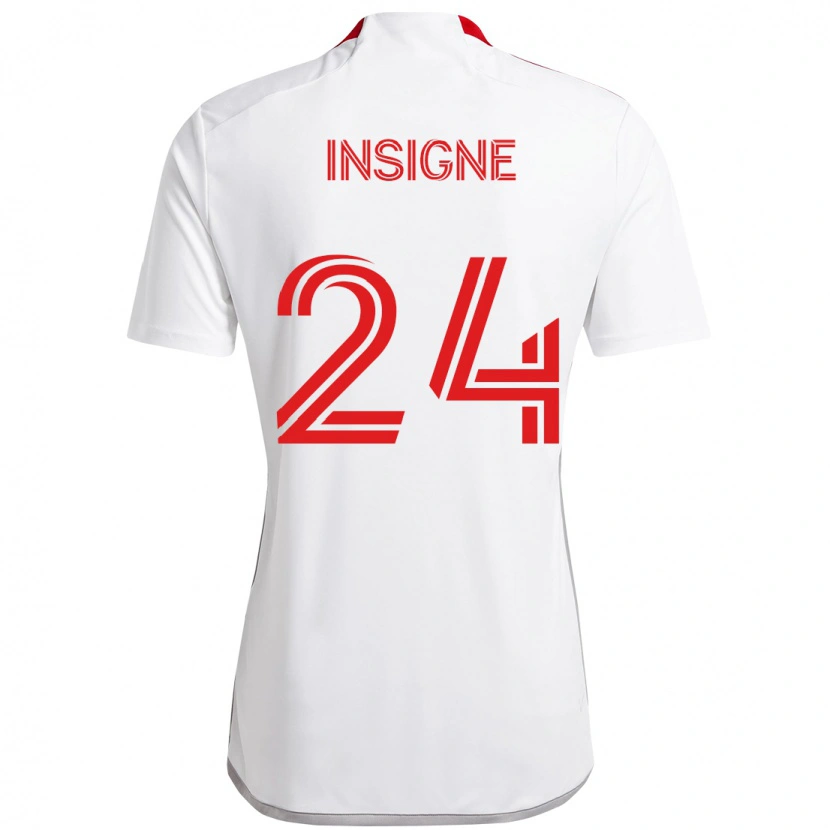Danxen Heren Lorenzo Insigne #24 Wit Rood Uitshirt Uittenue 2025/26 T-Shirt België