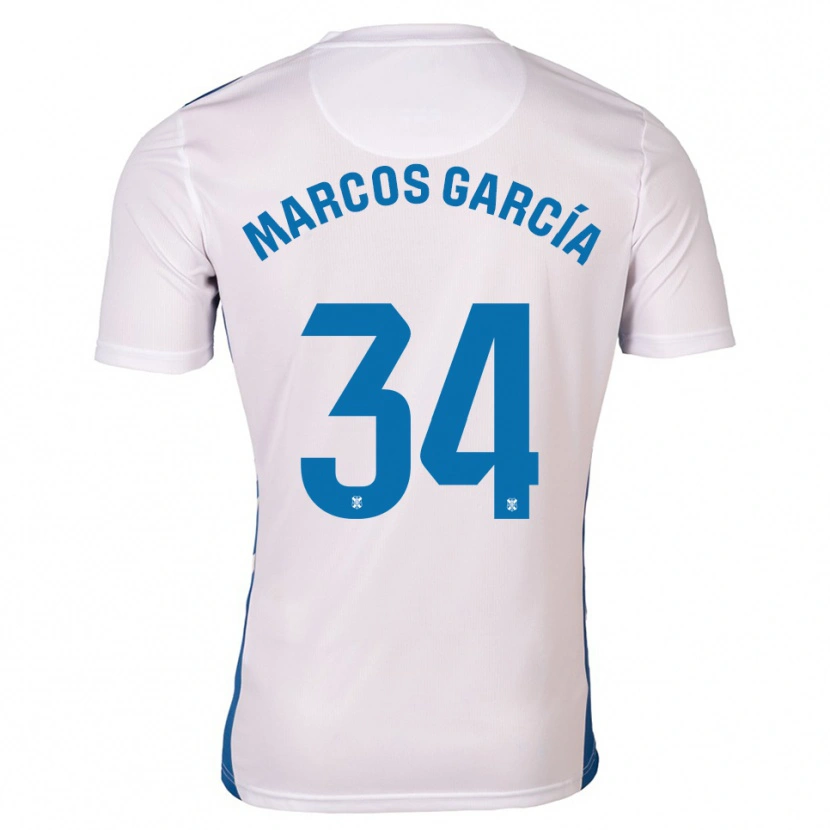 Danxen Dames Marcos García #34 Wit Blauw Thuisshirt Thuistenue 2025/26 T-Shirt België