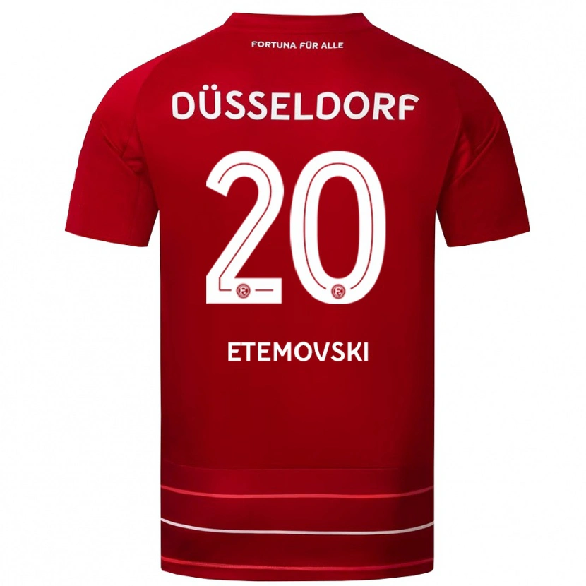 Danxen Dames Dennis Etemovski #20 Rood Wit Thuisshirt Thuistenue 2025/26 T-Shirt België