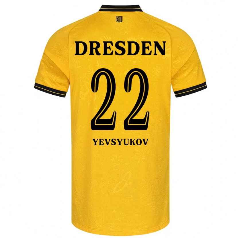 Danxen Dames Demyd Yevsyukov #22 Geel Zwart Thuisshirt Thuistenue 2025/26 T-Shirt België