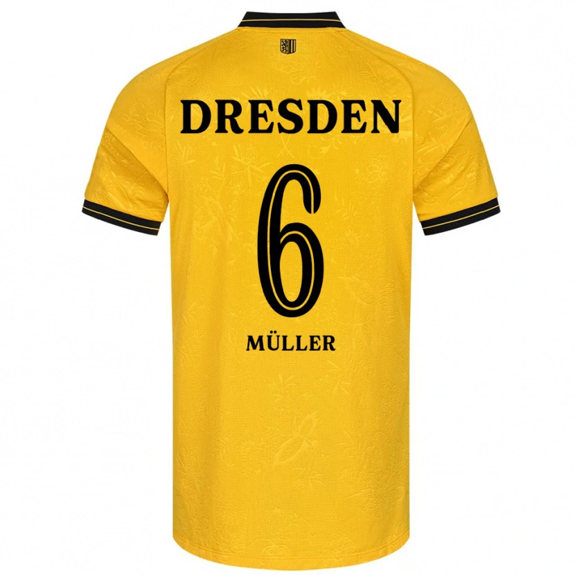 Danxen Dames Friedrich Müller #6 Geel Zwart Thuisshirt Thuistenue 2025/26 T-Shirt België