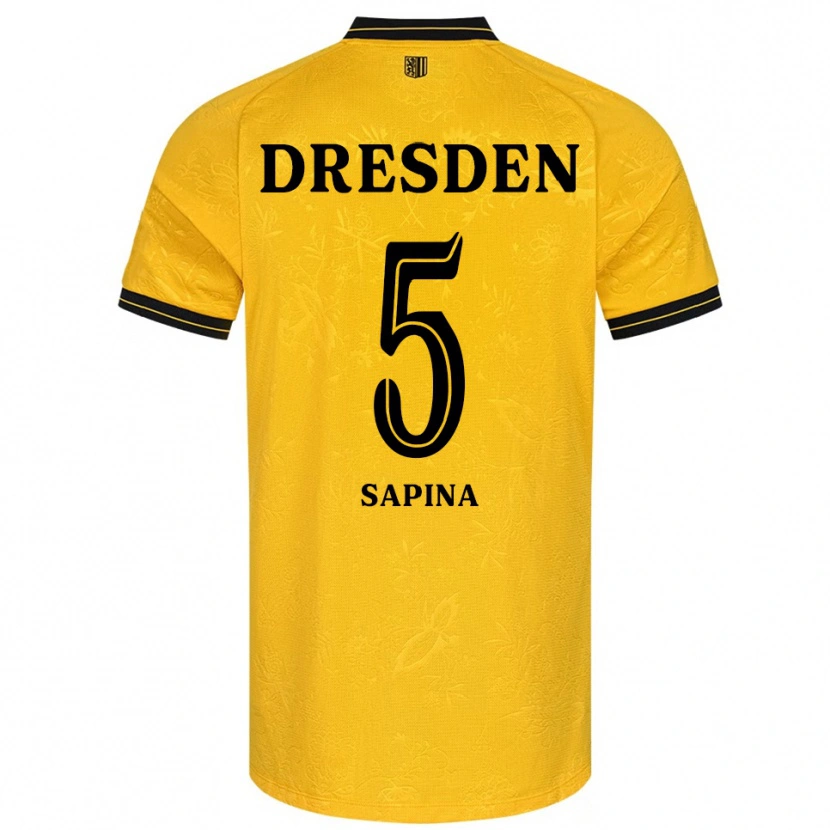 Danxen Dames Vinko Sapina #5 Geel Zwart Thuisshirt Thuistenue 2025/26 T-Shirt België