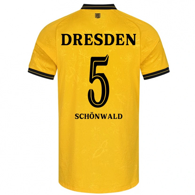 Danxen Dames Laurin Schönwald #5 Geel Zwart Thuisshirt Thuistenue 2025/26 T-Shirt België