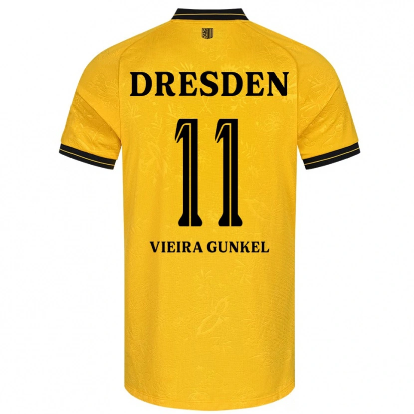 Danxen Dames Joel Vieira Gunkel #11 Geel Zwart Thuisshirt Thuistenue 2025/26 T-Shirt België