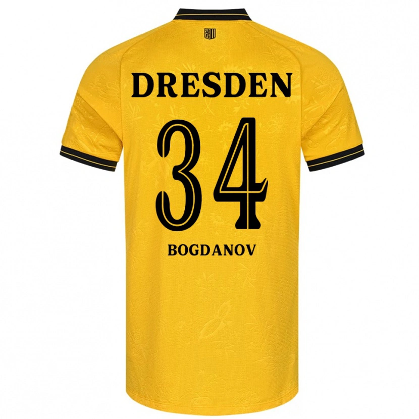 Danxen Dames Dmytro Bogdanov #34 Geel Zwart Thuisshirt Thuistenue 2025/26 T-Shirt België