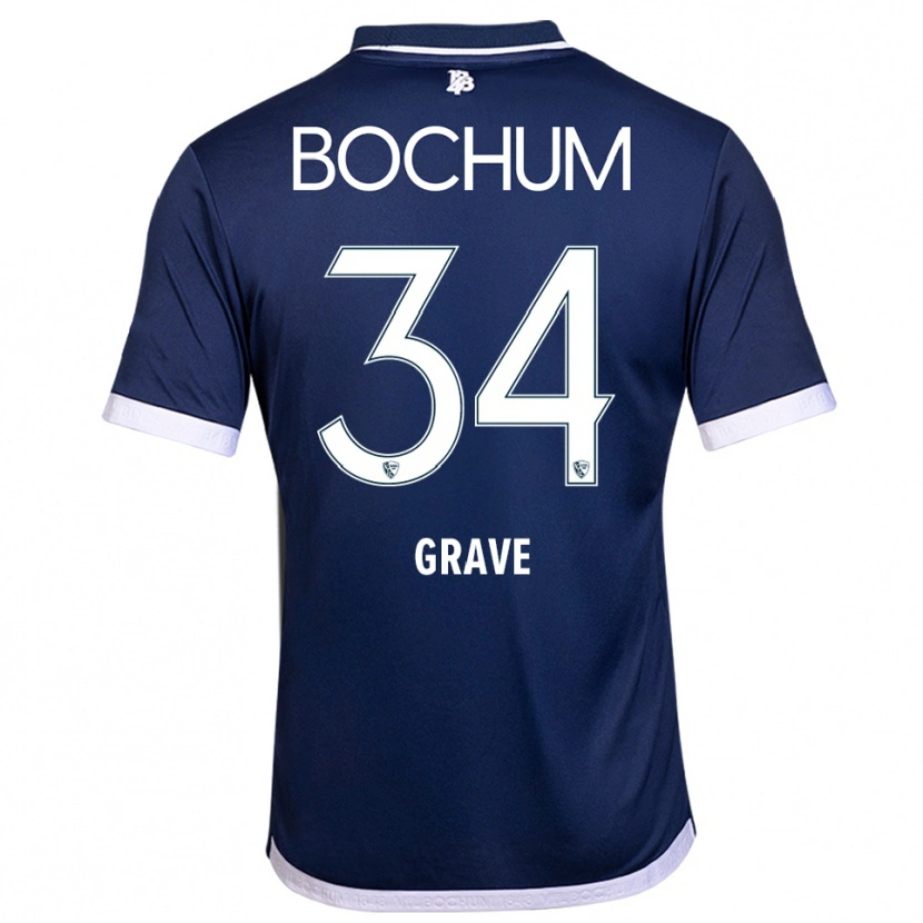 Danxen Dames Paul Grave #34 Marine Wit Thuisshirt Thuistenue 2025/26 T-Shirt België