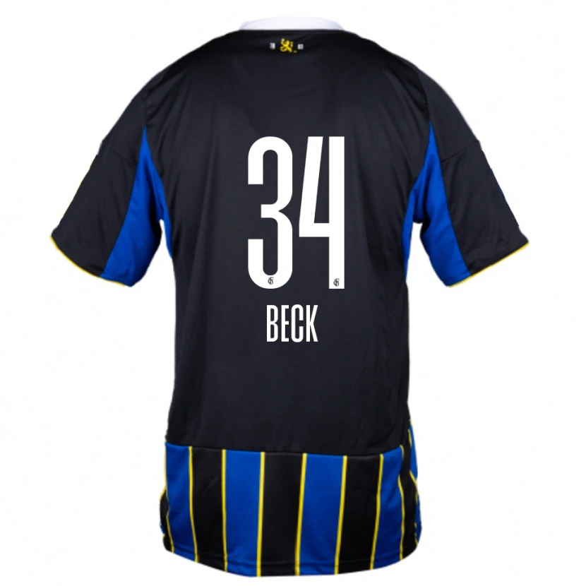 Danxen Dames Luis Beck #34 Blauw Zwart Geel Thuisshirt Thuistenue 2025/26 T-Shirt België