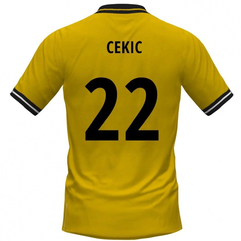 Danxen Dames Adnan Cekic #22 Geel Zwart Thuisshirt Thuistenue 2025/26 T-Shirt België
