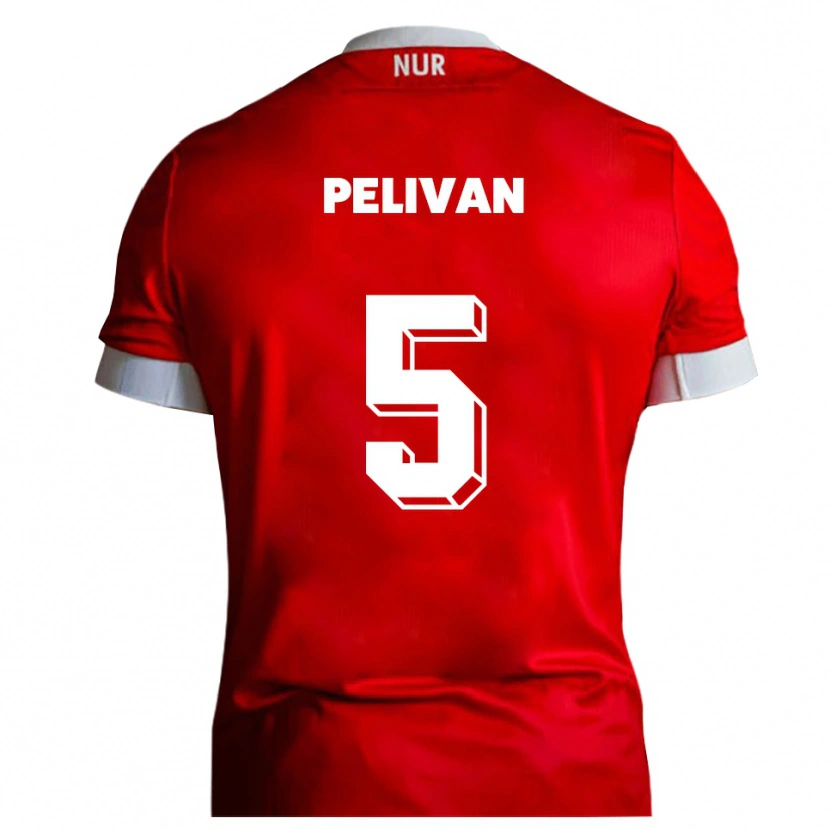 Danxen Dames Dominik Pelivan #5 Rood Wit Thuisshirt Thuistenue 2025/26 T-Shirt België