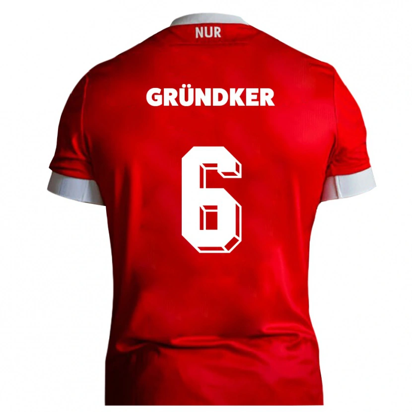 Danxen Dames Julien Gründker #6 Rood Wit Thuisshirt Thuistenue 2025/26 T-Shirt België
