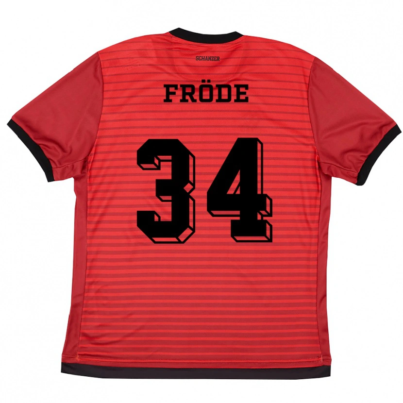 Danxen Dames Lukas Fröde #34 Rood Zwart Thuisshirt Thuistenue 2025/26 T-Shirt België