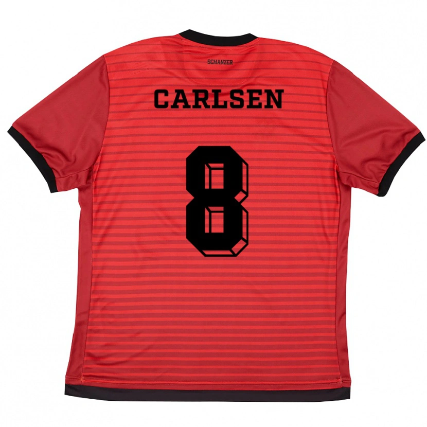 Danxen Dames Fredrik Carlsen #8 Rood Zwart Thuisshirt Thuistenue 2025/26 T-Shirt België