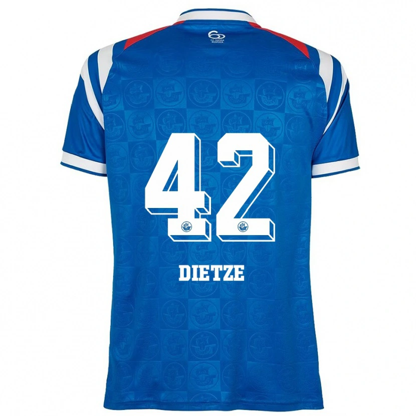 Danxen Dames Benno Dietze #42 Blauw Wit Rood Thuisshirt Thuistenue 2025/26 T-Shirt België