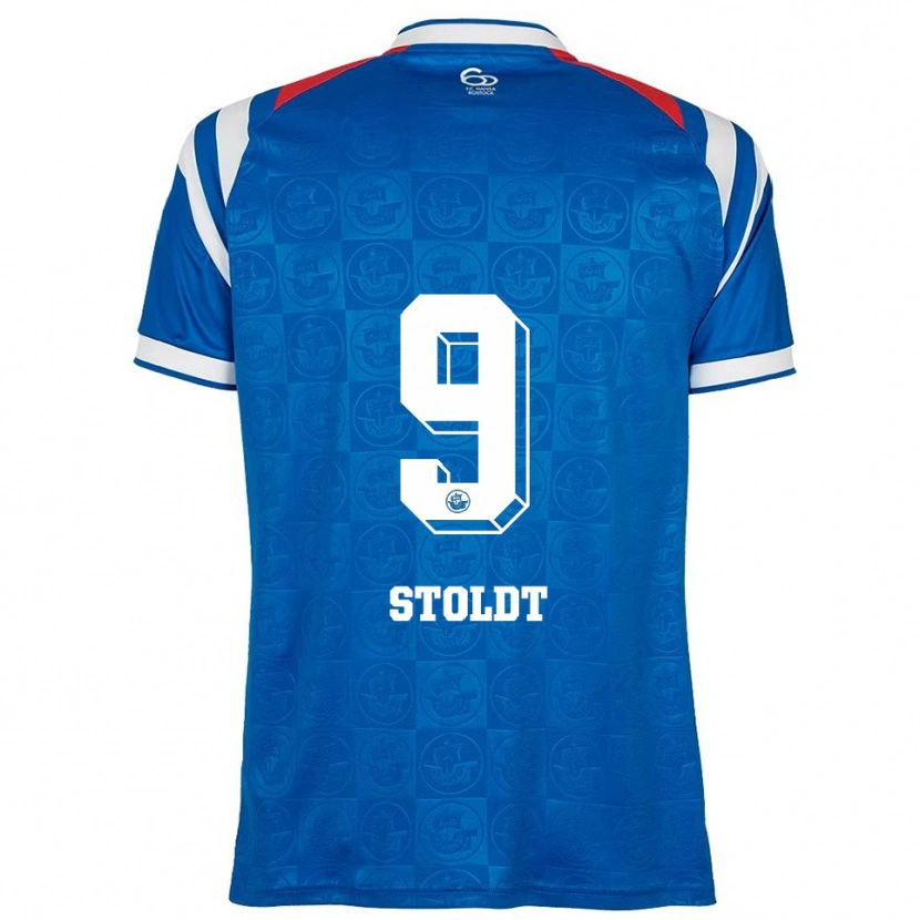 Danxen Dames Luca Stoldt #9 Blauw Wit Rood Thuisshirt Thuistenue 2025/26 T-Shirt België