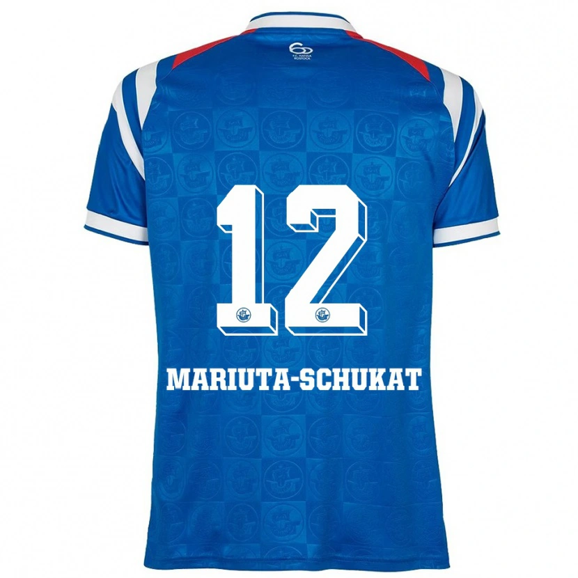 Danxen Dames Lara Mariuta-Schukat #12 Blauw Wit Rood Thuisshirt Thuistenue 2025/26 T-Shirt België