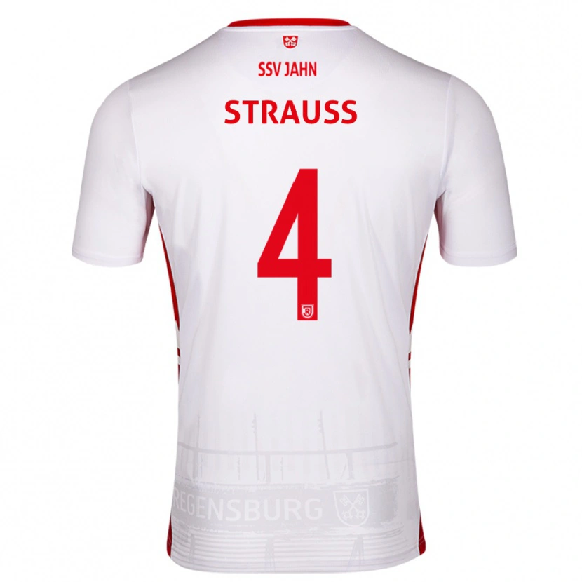 Danxen Dames Felix Strauss #4 Wit Rood Thuisshirt Thuistenue 2025/26 T-Shirt België