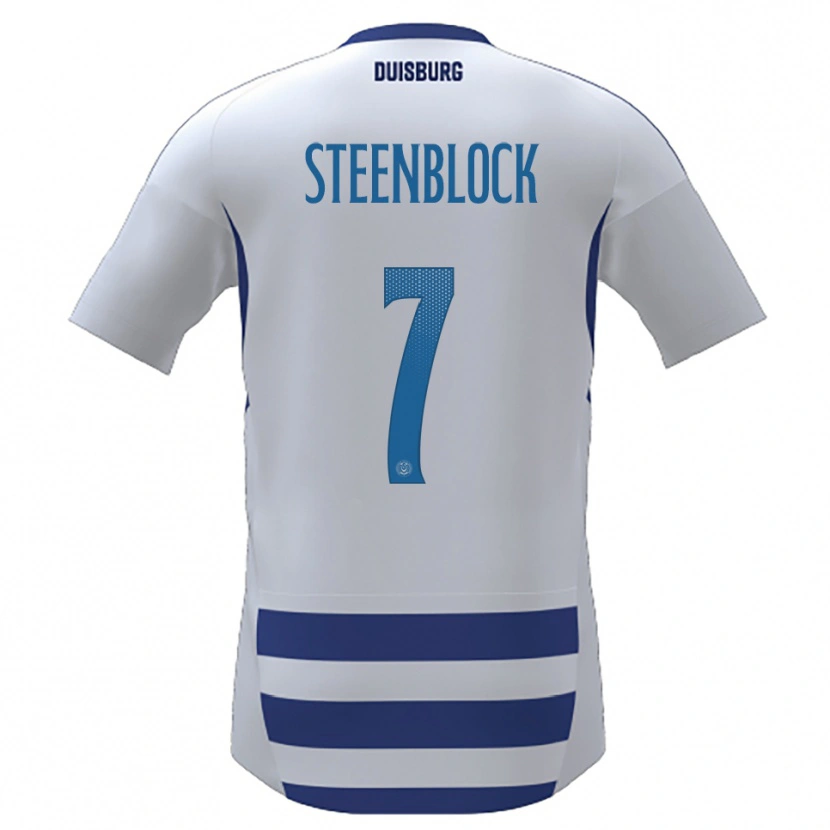Danxen Dames Jannis Steenblock #7 Wit Blauw Thuisshirt Thuistenue 2025/26 T-Shirt België