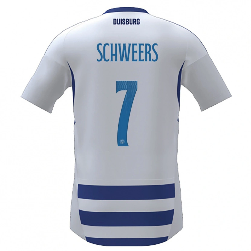 Danxen Dames Farah Schweers #7 Wit Blauw Thuisshirt Thuistenue 2025/26 T-Shirt België