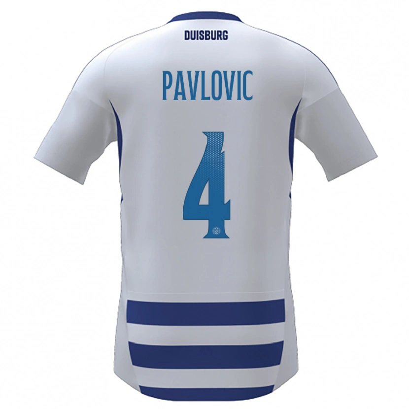 Danxen Dames Marko Pavlovic #4 Wit Blauw Thuisshirt Thuistenue 2025/26 T-Shirt België