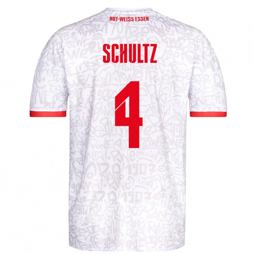 Danxen Dames Michael Schultz #4 Wit Rood Thuisshirt Thuistenue 2025/26 T-Shirt België